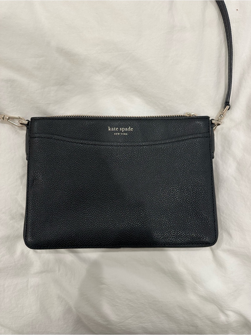 kate spade Black Pebbled Leather Slim Crossbody